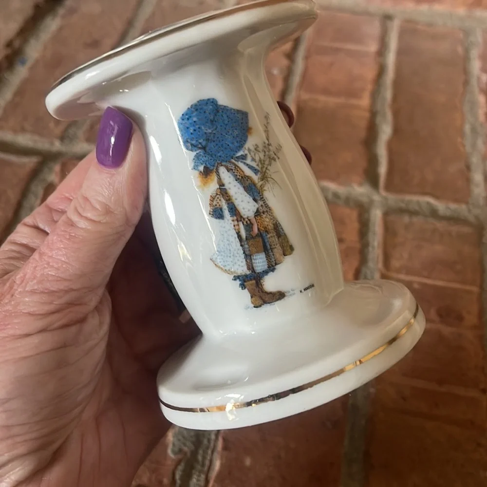 Vtg 1973 Holly Hobbie Porcelain Toothbrush Holder & Trinket Tray/Soap Dish